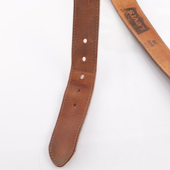 Levi's Belt Medium Brown Genuine Leather Prong Buckle Men 38 Work Casual - Picture 4 of 11